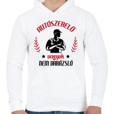 PRINTFASHION Autószerelő vagyok - Férfi kapucnis pulóver - Fehér