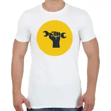 PRINTFASHION Autószerelős minta - sárga - Férfi póló - Fehér férfi póló