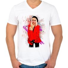 PRINTFASHION ava max 3 - Férfi V-nyakú póló - Fehér