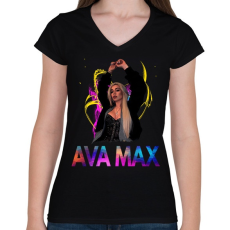PRINTFASHION AVA MAX 4 - Női V-nyakú póló - Fekete