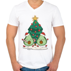 PRINTFASHION Avokádó karácsony - Férfi V-nyakú póló - Fehér