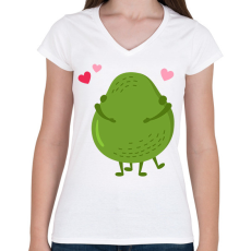 PRINTFASHION Avokádó love - Női V-nyakú póló - Fehér
