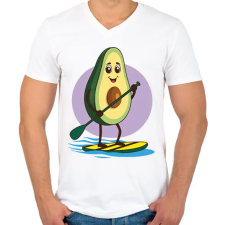 PRINTFASHION Avokádó sup-on - Férfi V-nyakú póló - Fehér férfi póló