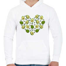 PRINTFASHION Avokádó szív - Férfi kapucnis pulóver - Fehér férfi pulóver, kardigán