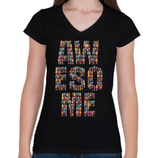 PRINTFASHION AWESOME - Női V-nyakú póló - Fekete