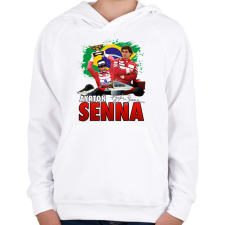 PRINTFASHION Ayrton Senna - Gyerek kapucnis pulóver - Fehér gyerek pulóver, kardigán