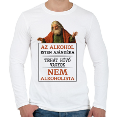 PRINTFASHION Az alkohol Isten ajándéka - fekete - Férfi hosszú ujjú póló - Fehér