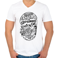 PRINTFASHION Az amur a legerősebb fehérre - Férfi V-nyakú póló - Fehér férfi póló