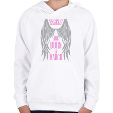 PRINTFASHION Az angyalok márciusban születnek - Gyerek kapucnis pulóver - Fehér gyerek pulóver, kardigán
