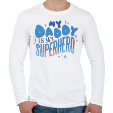 PRINTFASHION Az apukám az én szuperhősöm - Férfi hosszú ujjú póló - Fehér férfi póló