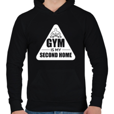 PRINTFASHION Az edzőterem a második otthonom - Férfi kapucnis pulóver - Fekete férfi pulóver, kardigán