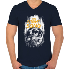 PRINTFASHION Az éjszaka hangja - Férfi V-nyakú póló - Sötétkék férfi póló