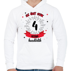 PRINTFASHION Az élet csak ezután kezdődik - Számmal - Férfi kapucnis pulóver - Fehér