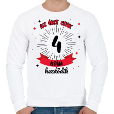 PRINTFASHION Az élet csak ezután kezdődik - Számmal - Férfi pulóver - Fehér férfi pulóver, kardigán