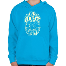 PRINTFASHION Az élet egy játék - Gyerek kapucnis pulóver - Azúrkék gyerek pulóver, kardigán