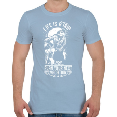 PRINTFASHION Az élet egy utazás  - Férfi póló - Világoskék