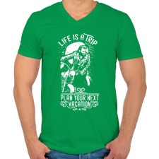 PRINTFASHION Az élet egy utazás  - Férfi V-nyakú póló - Zöld férfi póló