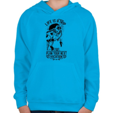 PRINTFASHION Az élet egy utazás - Gyerek kapucnis pulóver - Azúrkék