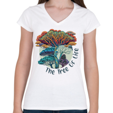 PRINTFASHION Az élet fája - Női V-nyakú póló - Fehér