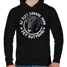 PRINTFASHION Az élet jobb - Fekete labrador - Férfi kapucnis pulóver - Fekete férfi pulóver, kardigán