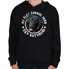 PRINTFASHION Az élet jobb - Fekete labrador - Gyerek kapucnis pulóver - Fekete