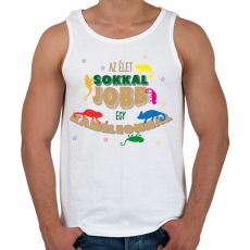 PRINTFASHION Az élet jobb - Kaméleon - Férfi atléta - Fehér