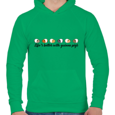 PRINTFASHION Az élet jobb tengerimalacokkal - Férfi kapucnis pulóver - Zöld