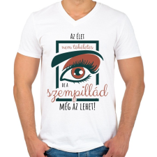 PRINTFASHION Az élet nem tökéletes - Férfi V-nyakú póló - Fehér férfi póló