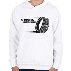 PRINTFASHION Az élet rövid - Gyerek kapucnis pulóver - Fehér