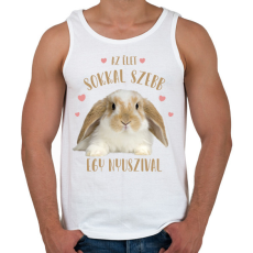 PRINTFASHION Az élet sokkal szebb egy nyuszival - Férfi atléta - Fehér