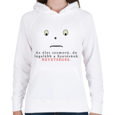 PRINTFASHION AZ ÉLET SZOMORÚ - Női kapucnis pulóver - Fehér női pulóver, kardigán