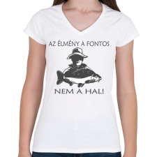 PRINTFASHION Az élménya fontos! - Női V-nyakú póló - Fehér női póló