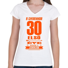 PRINTFASHION Az első 30 év! - Női V-nyakú póló - Fehér női póló
