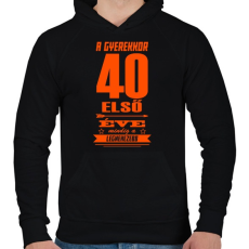 PRINTFASHION Az első 40 év! - Férfi kapucnis pulóver - Fekete