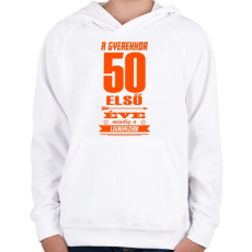 PRINTFASHION Az első 50 év! - Gyerek kapucnis pulóver - Fehér