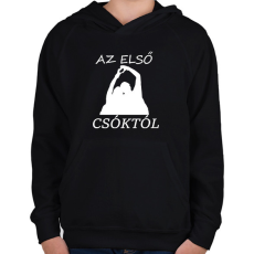 PRINTFASHION AZ ELSŐ CSÓKTÓL - Gyerek kapucnis pulóver - Fekete