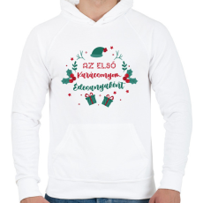 PRINTFASHION Az első Karácsonyom - Anya - Férfi kapucnis pulóver - Fehér