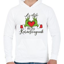 PRINTFASHION Az első közös karácsonyunk - Férfi kapucnis pulóver - Fehér férfi pulóver, kardigán