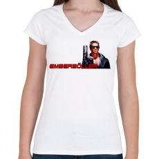 PRINTFASHION Az EMBERBÖLLÉR - Női V-nyakú póló - Fehér