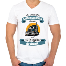 PRINTFASHION Az emberek kamionsofőrnek hívnak - Férfi V-nyakú póló - Fehér