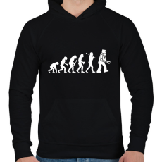 PRINTFASHION Az emberiség evolúciója - fehér - Férfi kapucnis pulóver - Fekete