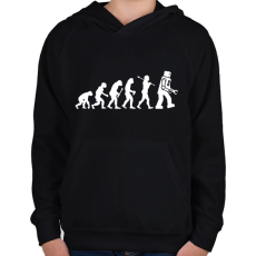 PRINTFASHION Az emberiség evolúciója - fehér - Gyerek kapucnis pulóver - Fekete