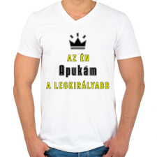 PRINTFASHION Az én apukám - Férfi V-nyakú póló - Fehér férfi póló