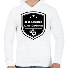 PRINTFASHION Az én garázsom, az én törvényeim - Férfi kapucnis pulóver - Fehér női pulóver, kardigán