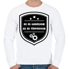 PRINTFASHION Az én garázsom, az én törvényeim - Férfi pulóver - Fehér férfi pulóver, kardigán