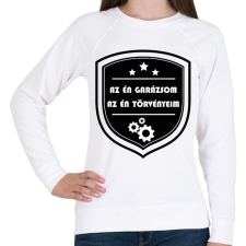 PRINTFASHION Az én garázsom, az én törvényeim - Női pulóver - Fehér női pulóver, kardigán
