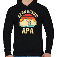 PRINTFASHION Az én hősöm apa - Férfi kapucnis pulóver - Fekete