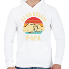 PRINTFASHION Az én hősöm papa - Férfi kapucnis pulóver - Fehér