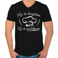 PRINTFASHION Az én konyhám, az én szabályaim - Férfi V-nyakú póló - Fekete férfi póló