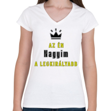 PRINTFASHION Az én nagyim - Női V-nyakú póló - Fehér női póló